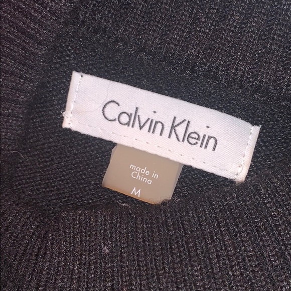 CK Sweater Dress w Mock Turtle Neck Suede Pockets - Picture 6 of 6